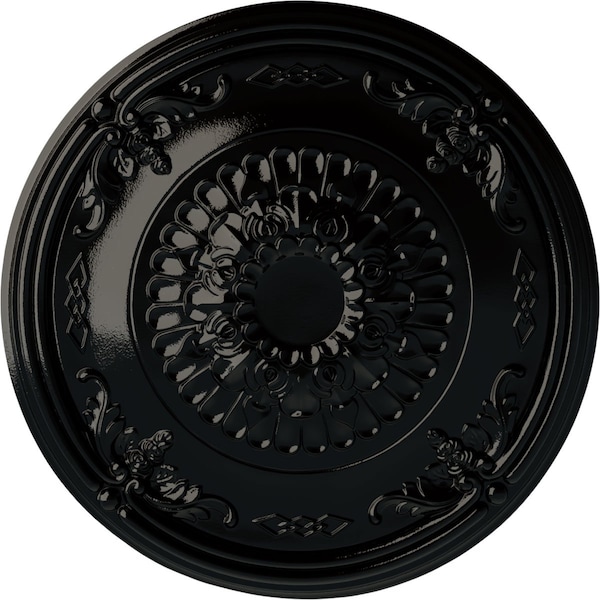 Ekena Millwork Athens Ceiling Medallion (Fits Canopies up to 3 5/8"), Hand-Painted Black Pearl, 26 1/4"OD x 3 1/4"P CM27ATBPS - main